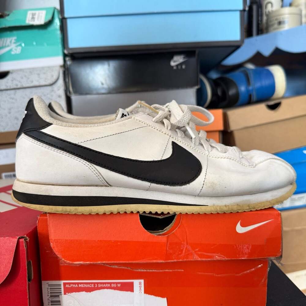 Nike Cortez '72 White Black Leather Sneakers Shoes 819719-100 Size 10.5